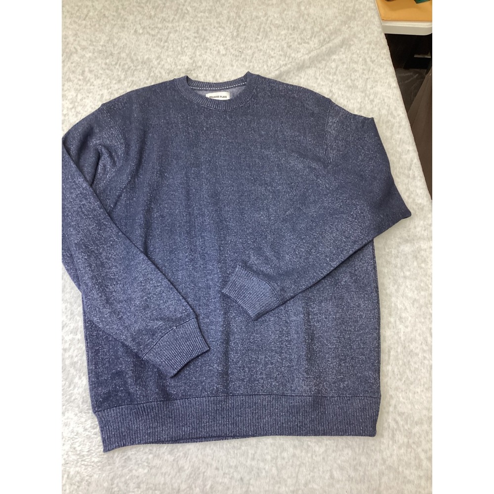Melrose Place Mens Blue Marl Crewneck Sweater Large The Nantucket Knit Pullover